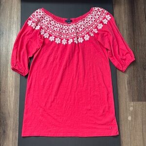 Tommy Hilfiger Pink Embellished 3/4 Sleeve Mini Dress